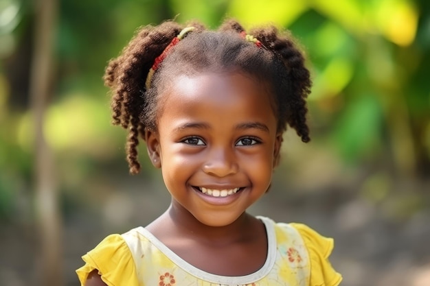una niña africana sonríe a la cámara