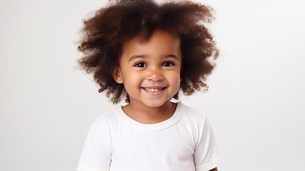 una niña con un afro sonríe a la cámara