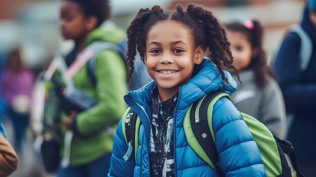 Niña afroamericana regresa a la escuela generada por IA