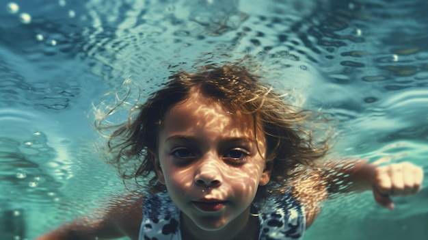 Niña bajo el agua.