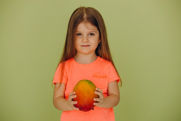 niña, aislado, tenencia, mango