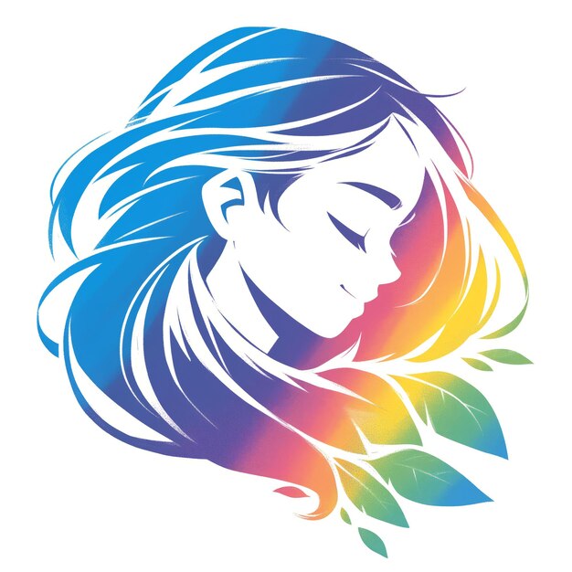 Foto niña arco iris avatar logotipo de niña lesbiana lujo logotipo moderno en estilo plano vectorial