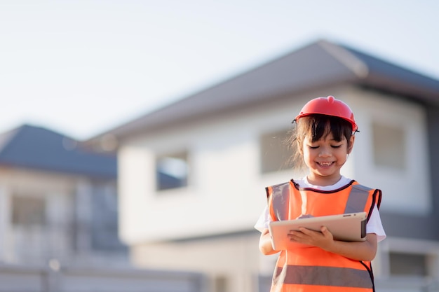 Niña asiática futuros ingenieros