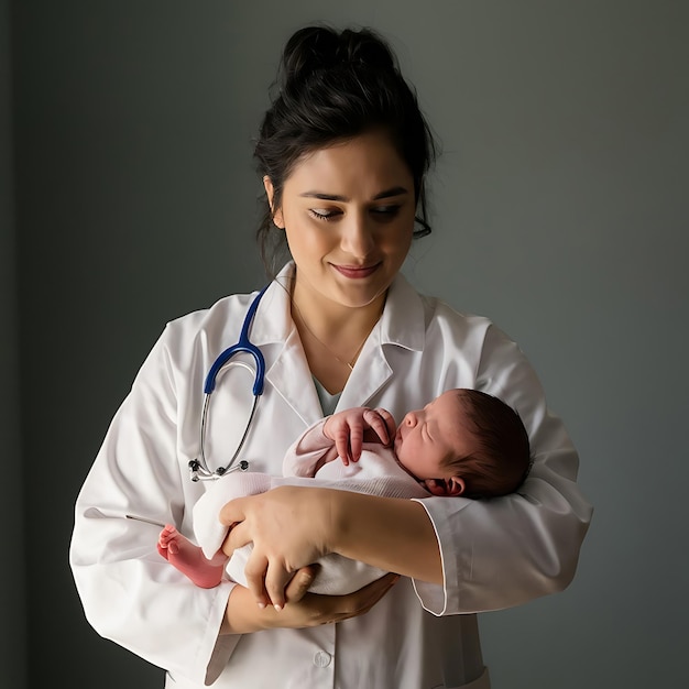 Una niña asiática viene a ver a una doctora para un chequeo.