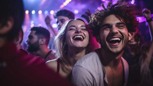 Niña bailando en una discoteca rodeada de amigos