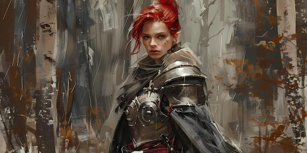 Niña caballero ilustración medieval fondo de escritorio