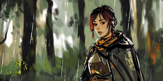 Niña caballero ilustración medieval fondo de escritorio