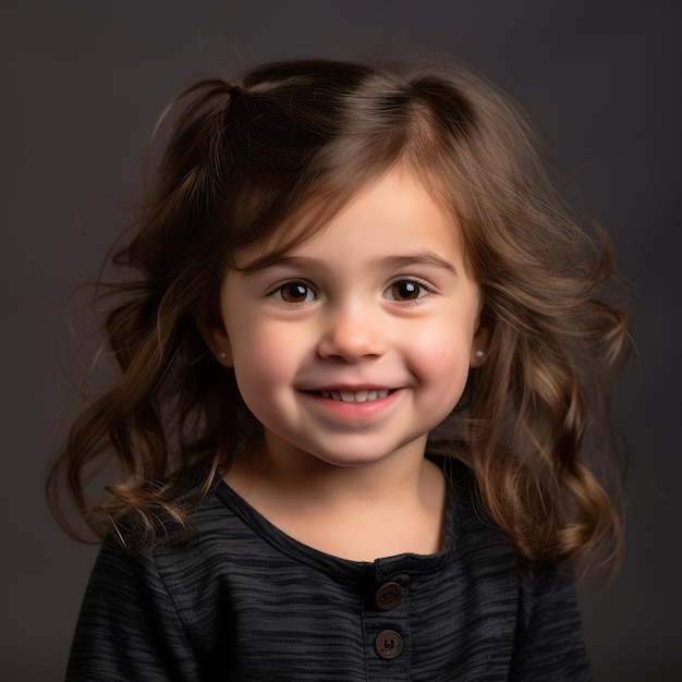 una niña con cabello rizado sonríe para la cámara