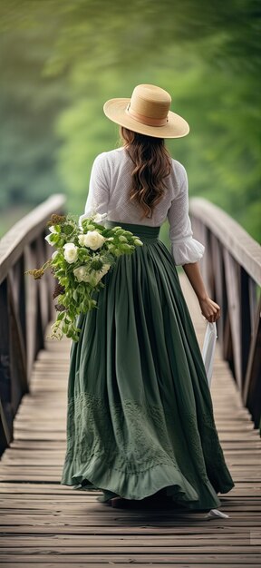 Niña caminando por un puente