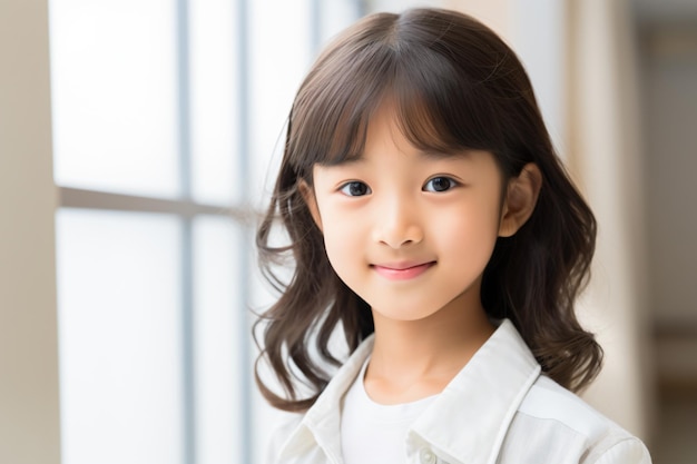 una niña con una camisa blanca y una camisa blanca