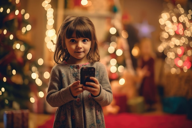 Una niña captura el espíritu navideño con su celular