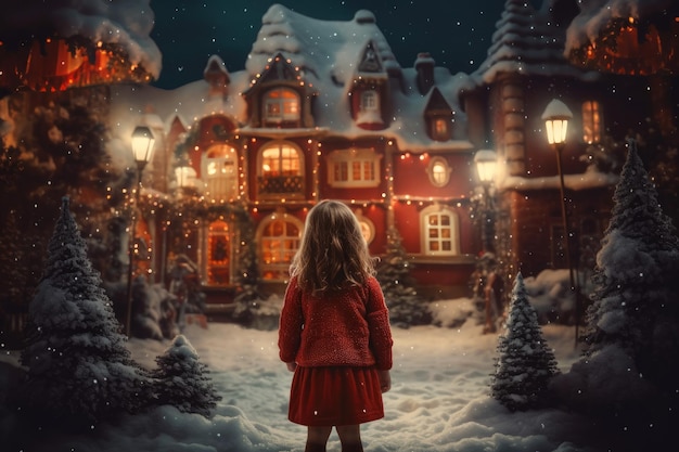 Niña casa de santa claus Generar Ai