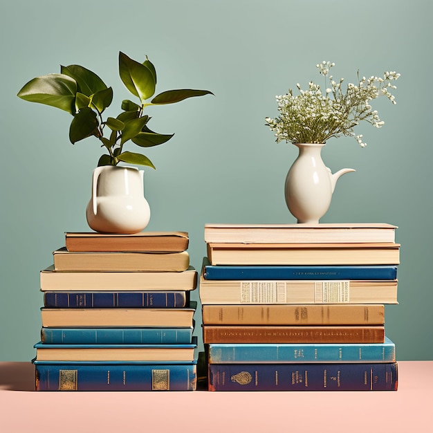 Niña caucásica equilibrando libros en la cabeza