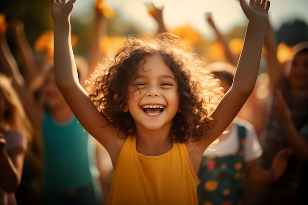 Foto una niña caucásica linda al aire libre