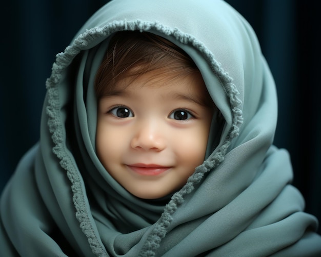 una niña con un chal azul