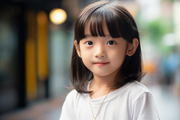 Foto una niña con un collar en el cuello