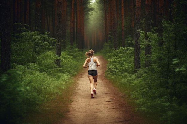 Niña corriendo por el bosque camino persona de viaje Generar Ai