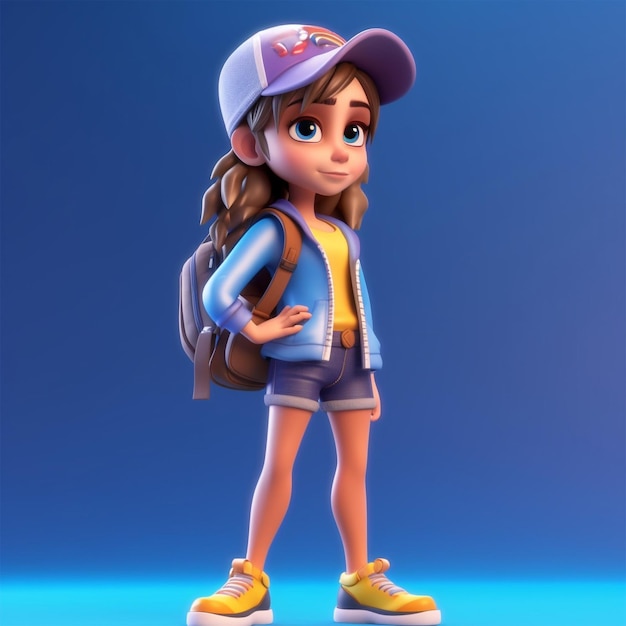 Una niña de dibujos animados con una mochila y un sombrero que dice 'soy un robot'
