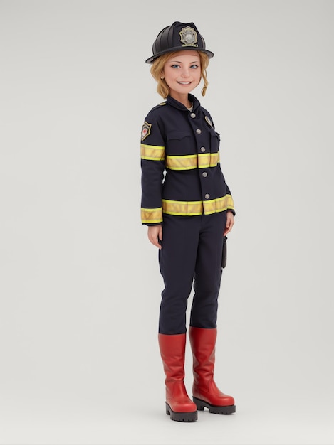 una niña con un disfraz de bombero