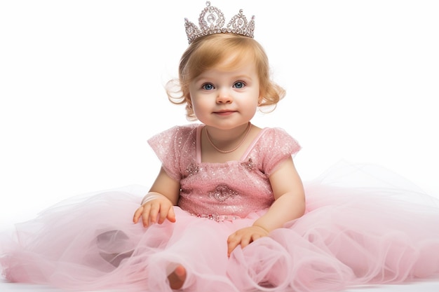 Foto niña disfrazada de princesa en blanco