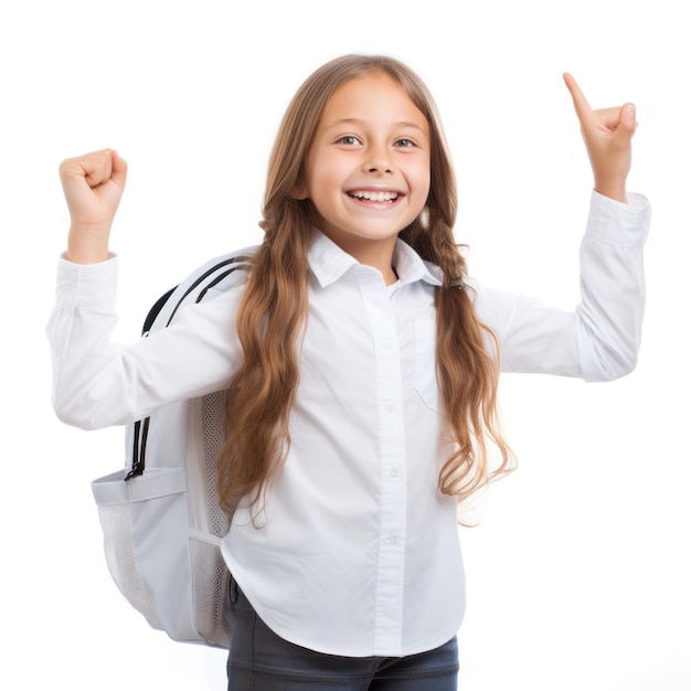 Niña de escuela feliz aislada