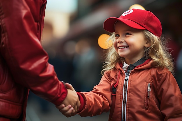 Una niña estrechando la mano de un entrenador