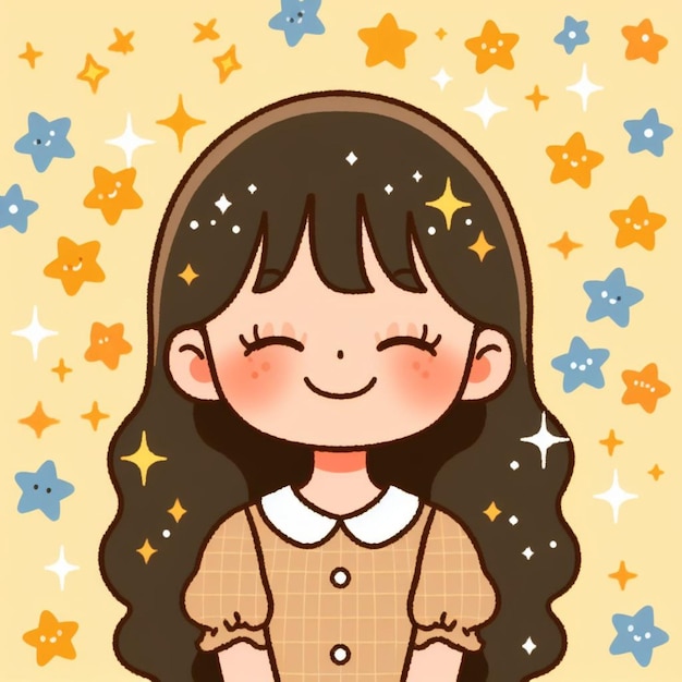 Niña bajo las estrellas brillantes