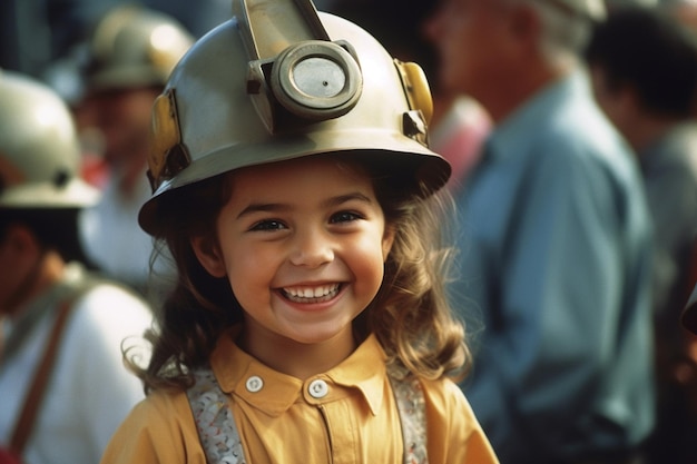 Niña feliz disfrazada de ingeniera con IA generativa