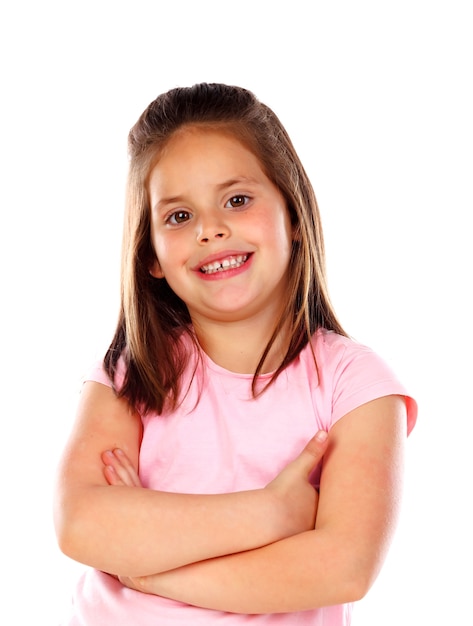 Foto niña feliz con pelo lacio