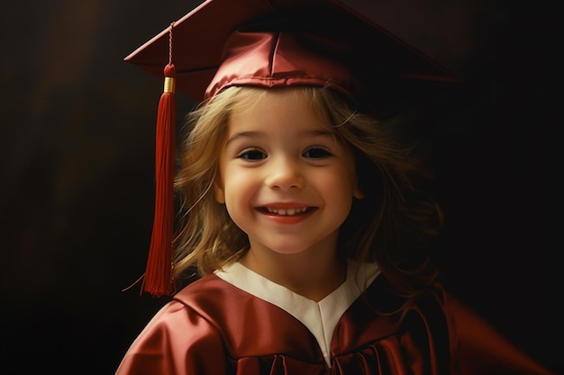 Niña feliz con traje de graduación con IA generativa