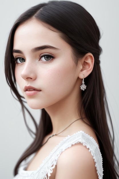 Una niña con una flor en la oreja.