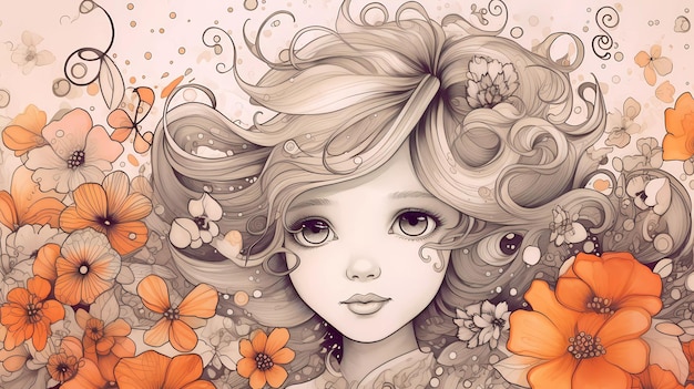 Una niña con flores en el pelo