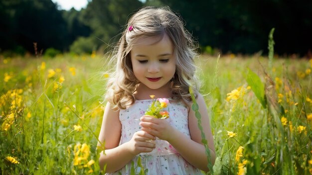 Niña con flores