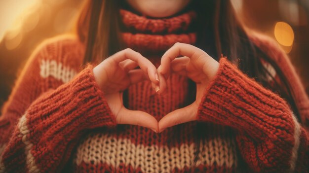 Niña formando un corazón con sus manos