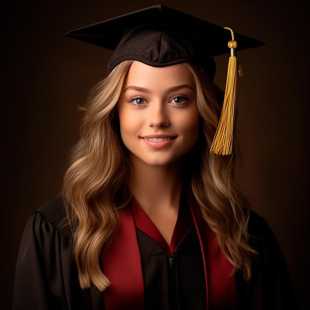 Niña en una foto de graduación reciente