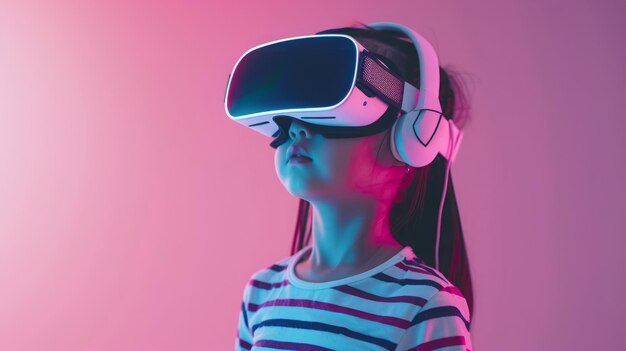 Niña con gafas de realidad virtual