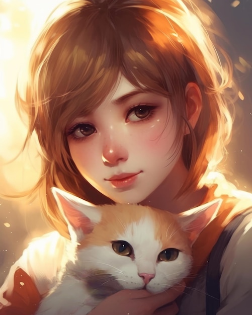 Una niña con un gato