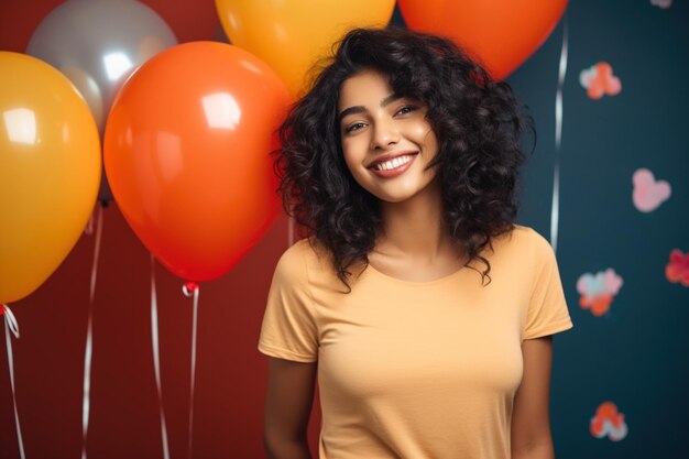 Foto niña con globos