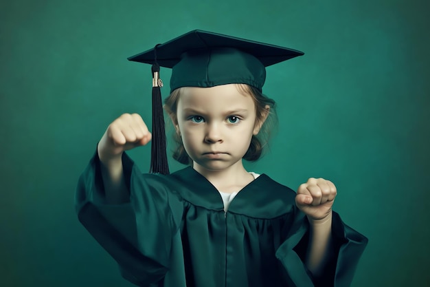 Una niña con gorra de graduación