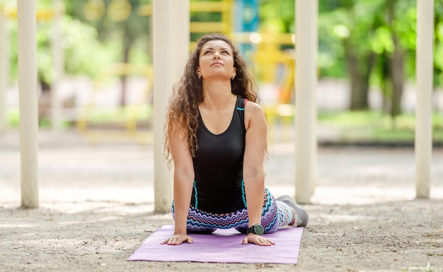 Niña, hacer, yoga