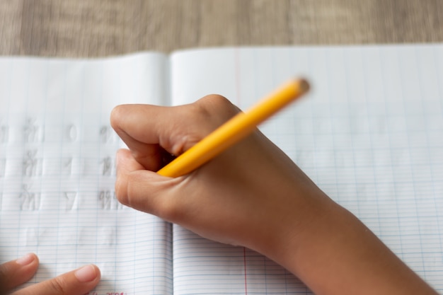 Foto una niña haciendo una tarea