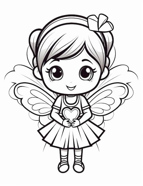 una niña hada de dibujos animados con alas y un vestido ai generativo