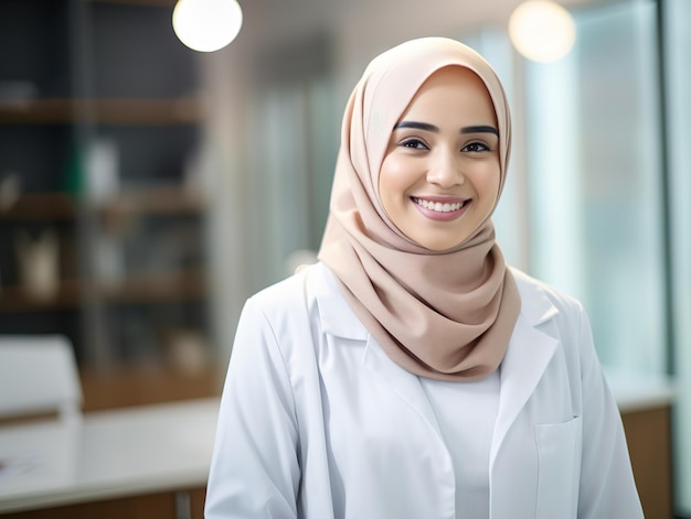 Niña con hijab en el hospital