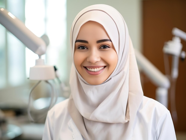 Niña con hijab en el hospital