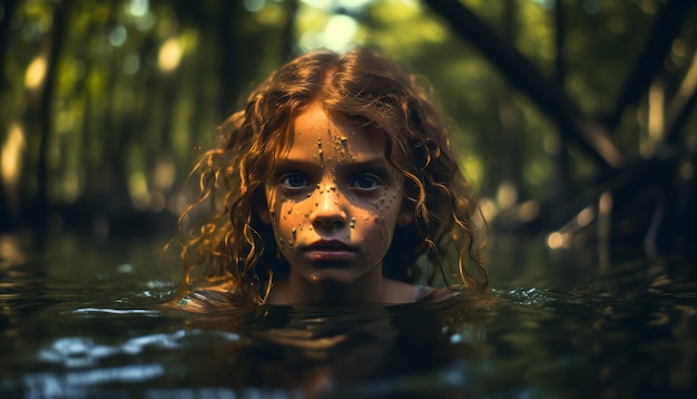 Una niña en la ilustración de agua