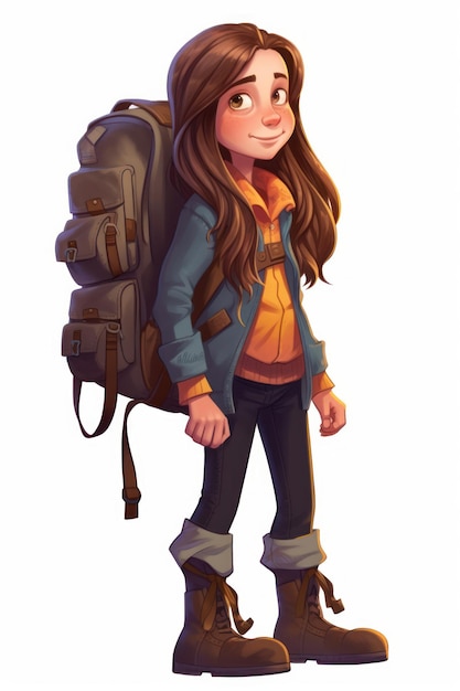 Niña con ilustración de mochila para aventura
