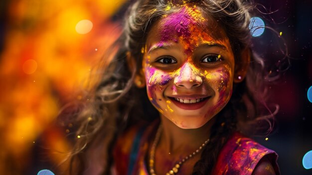 Niña india arreglando Diyas durante el festival de Diwali