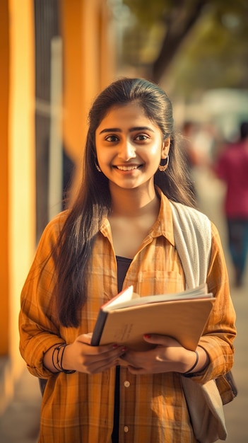 Una niña india con un libro en la mano