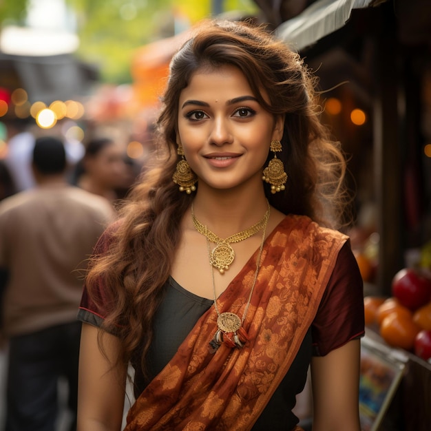 una niña india con una sonrisa