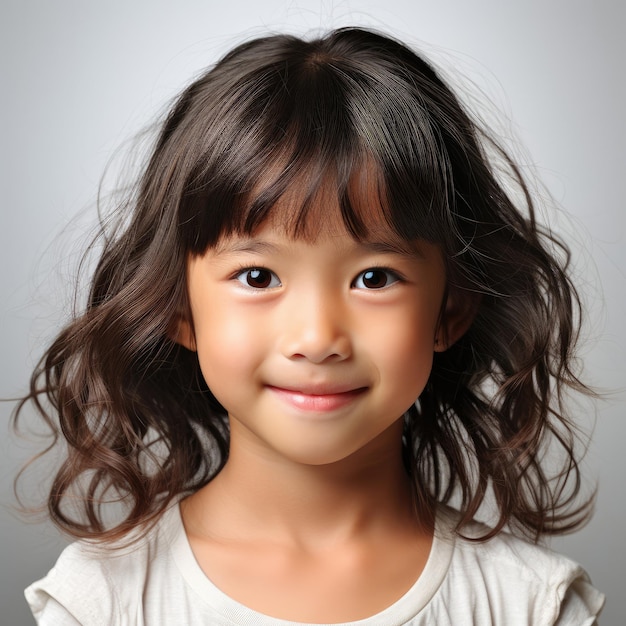 Niña japonesa de 6 años con cara animada